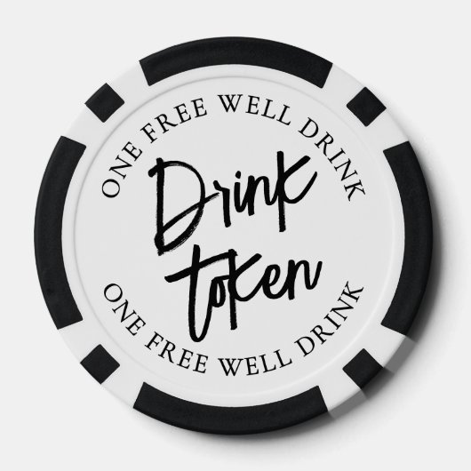 Cocktail zwart wit bruiloft Drink Poker Chips (Achterkant)