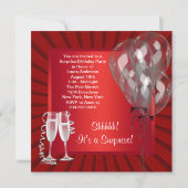 Cocktailballonnen Red Surprise verjaardagsfeestje Kaart (Achterkant)