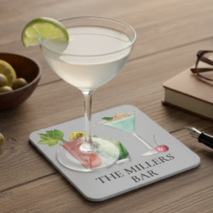 Cocktailbar Watercolor Drankjes Persoonlijk Bier Onderzetter