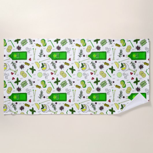 Cocktailglazen Gin Tonic Drinken Mixologist Strandlaken (Voorkant)