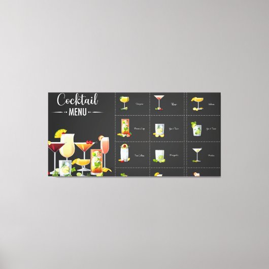 Cocktailmenu Canvas Afdruk (Voorkant)