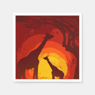 Cocktailpapier Napkin African Safari Giraffe Sun Servet