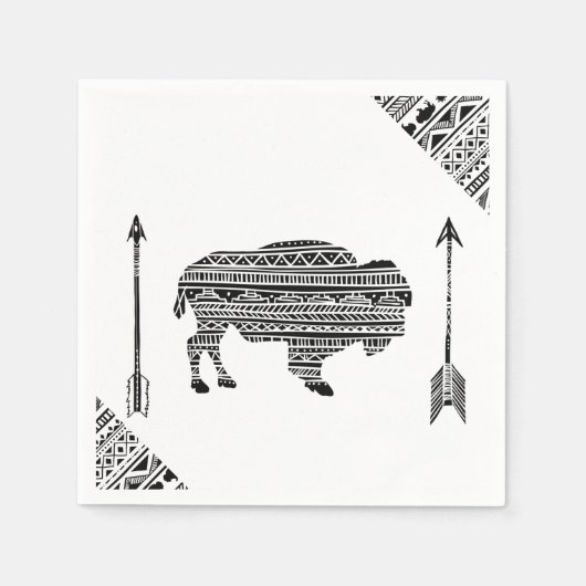 Cocktailpapier servet Boho Buffalo Tribal Pattern (Voorkant)