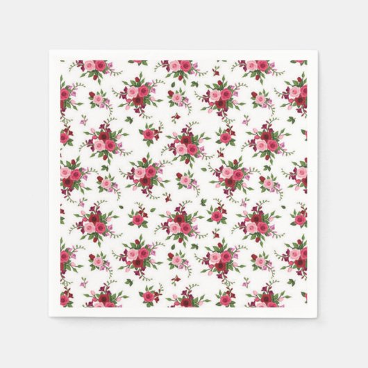 Cocktailpapieren servetjes - Roze & Rode Rozen Servet (Voorkant)