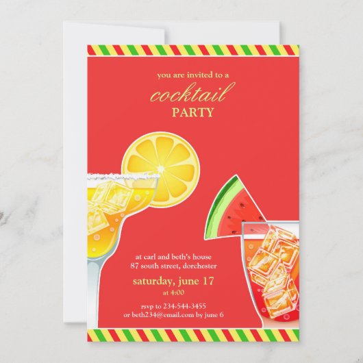 Cocktailparty Drink platte uitnodiging (Voorkant)