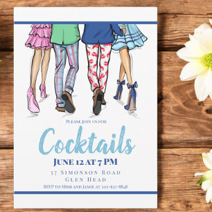 Cocktailparty mode voor koppels Kreeft Preppy Kaart
