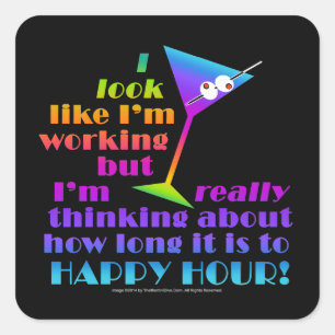 Cocktailprikkers - Hoelang duurt het nog tot Happy Vierkante Sticker