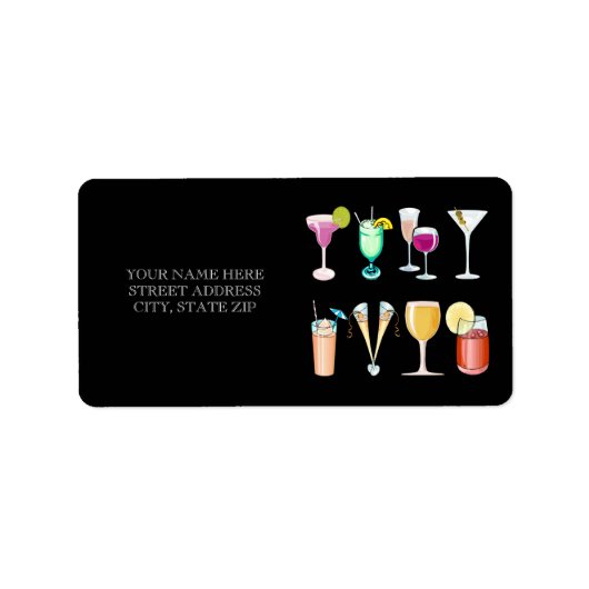 Cocktails Adresse Étiquettes (Devant)