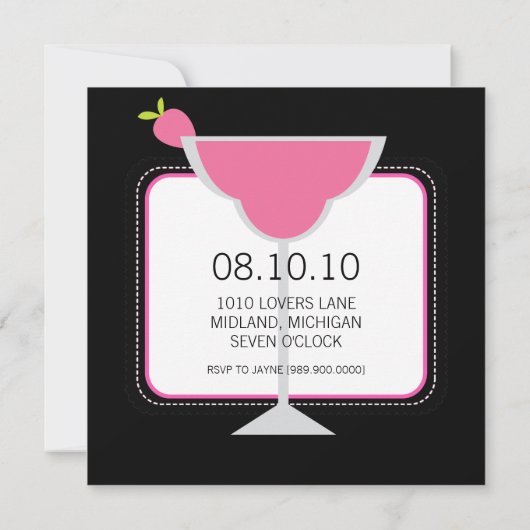 Cocktails Anniversaire Fête Invitation (Dos)