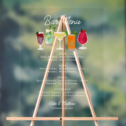 Cocktails & Bar de fête Boissons Menu Mariage (Neutre)