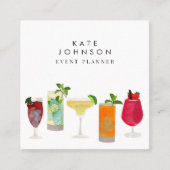 Cocktails Bartender Event Planner QR-code Vierkante Visitekaartje (Voorkant)