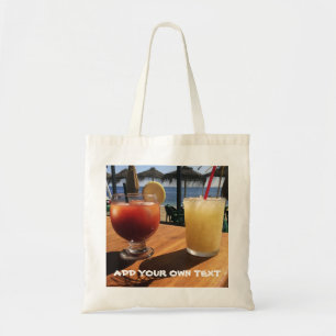 Cocktails bij de zee aangepaste tekst tote bag
