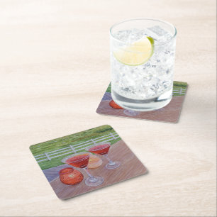 Cocktails bij Mission Ranch Vierkante Kartonnen Onderzetter