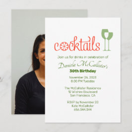 Cocktails Birthday Party Invitation Kaart