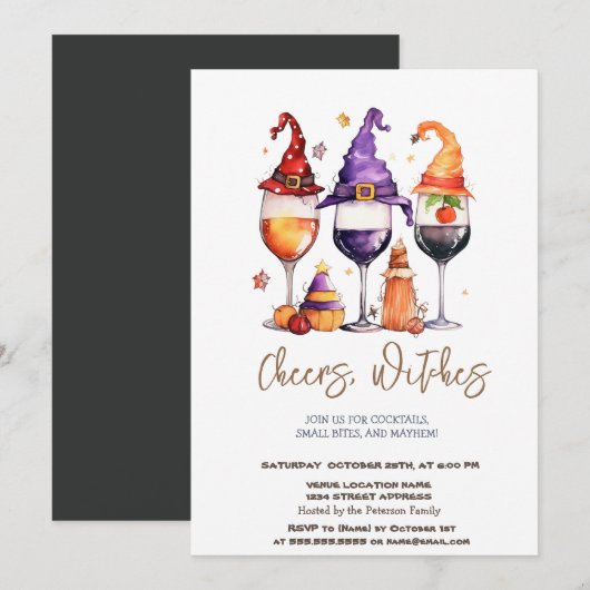 Cocktails Casquettes sorciers Invitation de la fêt (Devant / Derrière)