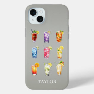 Cocktails Cocktails Cocktails Met Monogram iPhone 15 Mini Hoesje