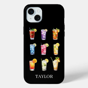 Cocktails Cocktails Cocktails Monogram iPhone 15 Mini Hoesje