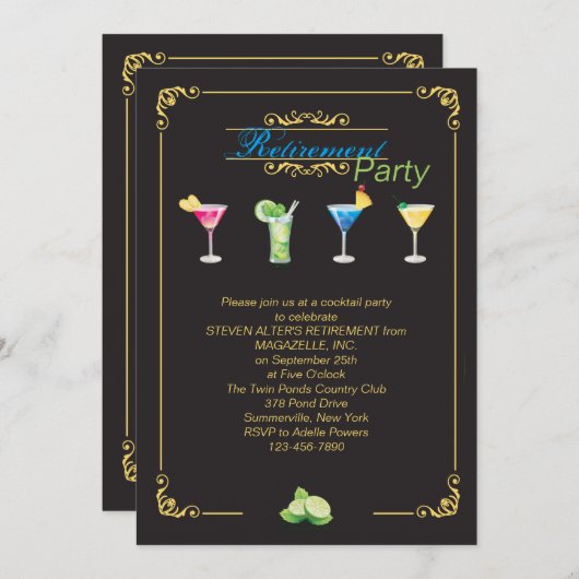 Cocktails colorés Invitation (Devant / Derrière)