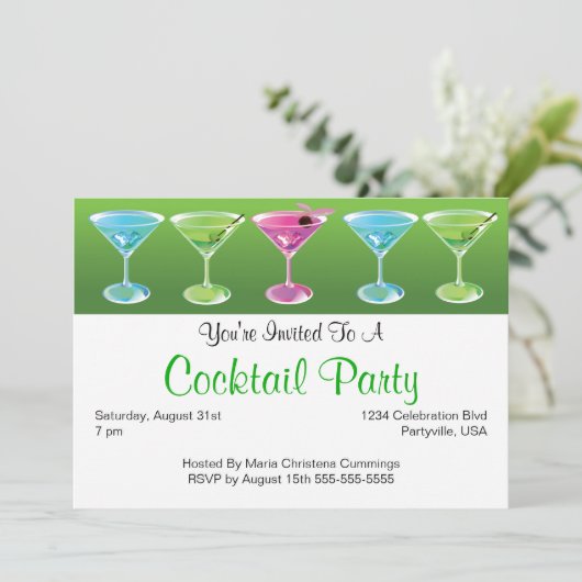 Cocktails colorés Invitation (Debout devant)