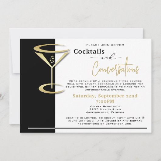 Cocktails & Conversations Dîner Invitation (Devant)