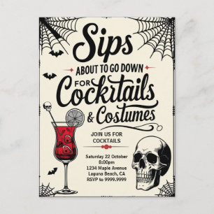 Cocktails & Costumes Halloween Feestdagenkaart