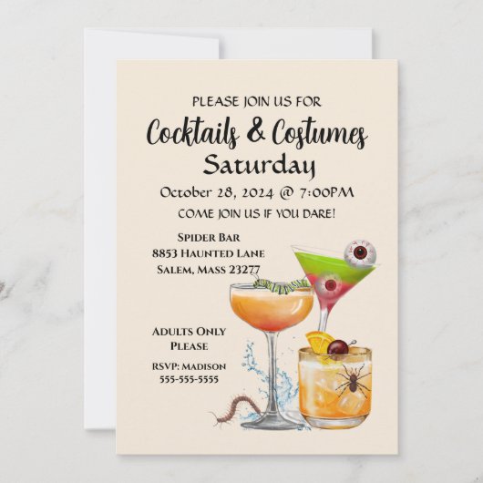 Cocktails & Costumes Invitation (Devant)