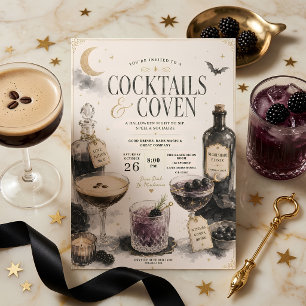 Cocktails & Coven Halloween Cocktailparty Feestdagenkaart