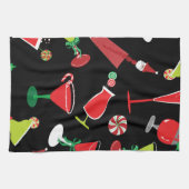 Cocktails de Noël cool Serviette de cuisine (Horizontal)