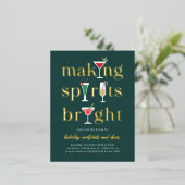 Cocktails de Noël Foil Carte postale (Debout devant)