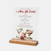 Cocktails de Noël Joyeux panneau de bar de vacance (Angle)