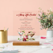 Cocktails de Noël Joyeux panneau de bar de vacance (Mariage)