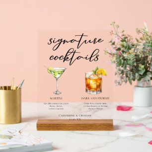 Cocktails de signature de mariage Martini Dark & S