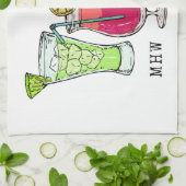 Cocktails d'été serviette de cuisine monogramme pe (Plié)