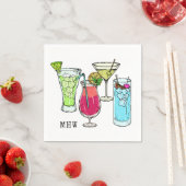 Cocktails d'été serviettes en papier monogramme pe (En situation)