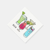 Cocktails d'été serviettes en papier monogramme pe (Coin)
