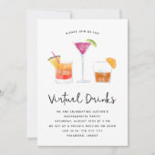 Cocktails Drink een virtueel feest Kaart (Voorkant)