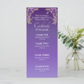Cocktails Drinks Menu Card- Purple Mauve Flowers (Staand voorkant)
