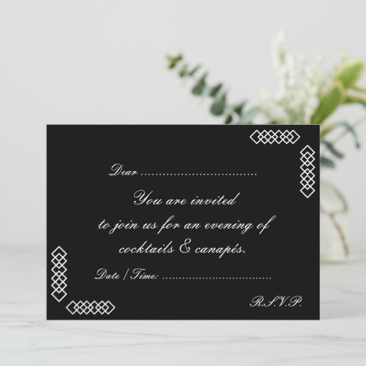 COCKTAILS EN CANAPES INVITE KAART (Staand voorkant)