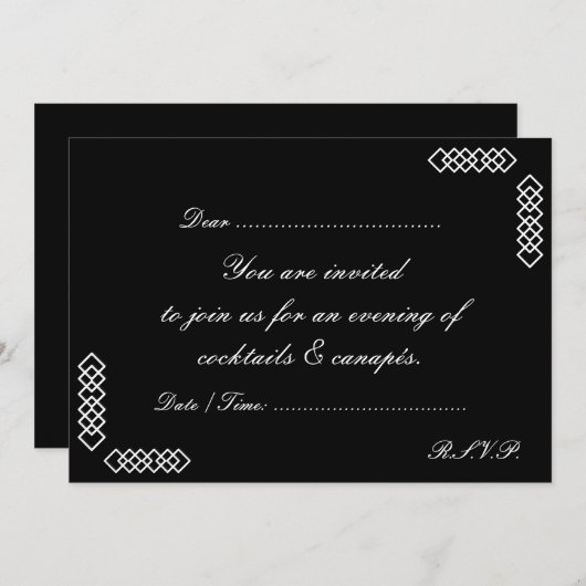 COCKTAILS EN CANAPES INVITE KAART (Voorkant / Achterkant)
