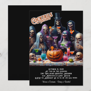 Cocktails en Costumes Halloween Party Kaart