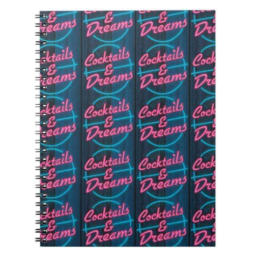 Cocktails en dromen Neon Sign Pattern Notitieboek (Voorkant)