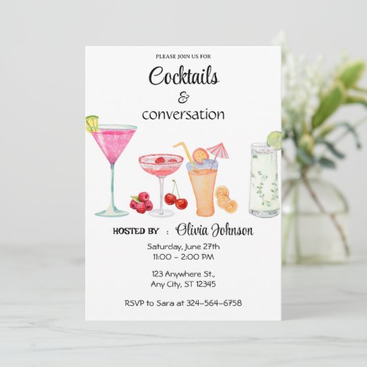 Cocktails en Gespreksfeestje Kaart (Staand voorkant)