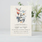 Cocktails en Graffiti Oud en Nieuw-feestje Kaart (Staand voorkant)