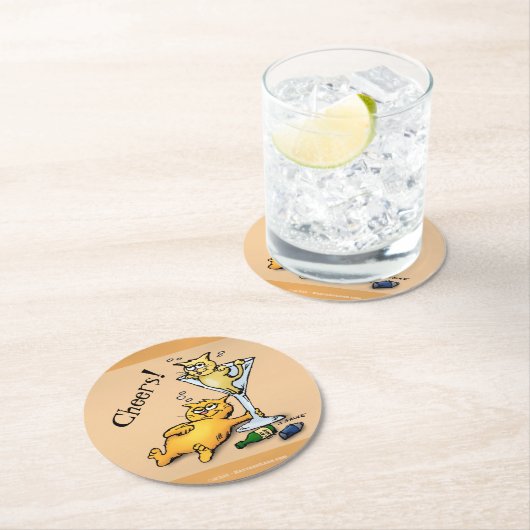 Cocktails en Kittens Cheers - Aangepaste Onderzett Ronde Kartonnen Onderzetter (Insitu)