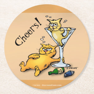 Cocktails en Kittens Cheers - Aangepaste Onderzett Ronde Kartonnen Onderzetter