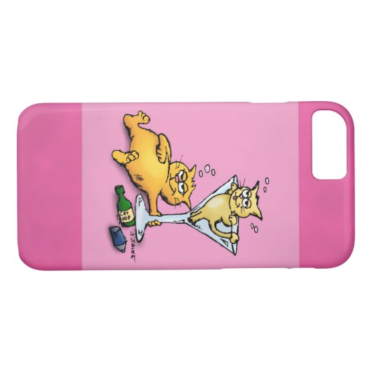 Cocktails en Kittens Roze Cartoon Case-Mate iPhone Case (Achterkant (Horizontaal))