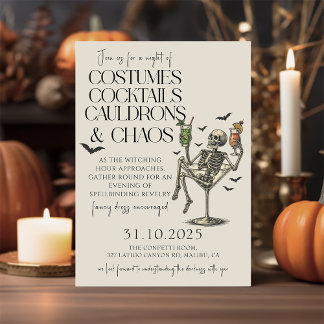 cocktails en kostuum Halloween Party Kaart