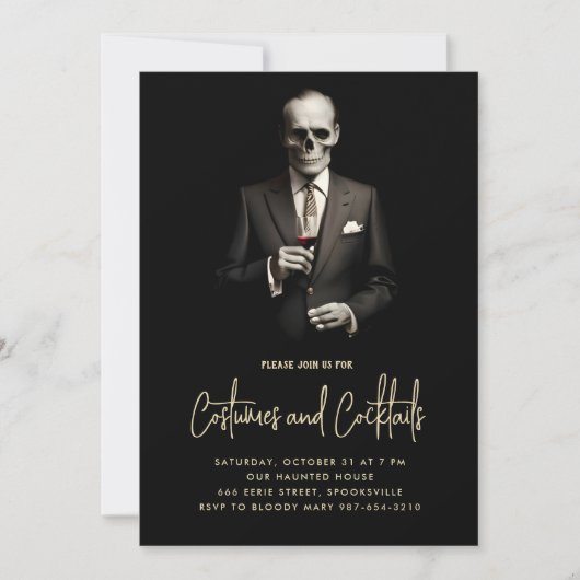 Cocktails en Kostuums Uitnodiging (Voorkant)