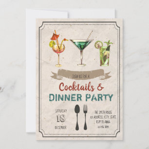 Cocktails en uitnodiging voor een diner