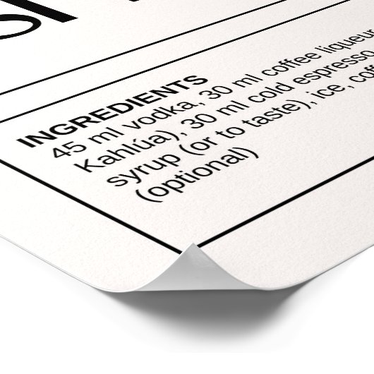 cocktails: Espresso Martini Poster (Hoek)